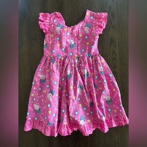 Brand New Handmade Girls 5/6 Peppa Pig Pink Floral & Character Sundress